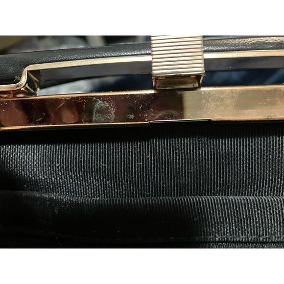 Vintage Air Step Clutch/Handbag Purse Black Faux Patent Leather metal frame MCM - Picture 14 of 16